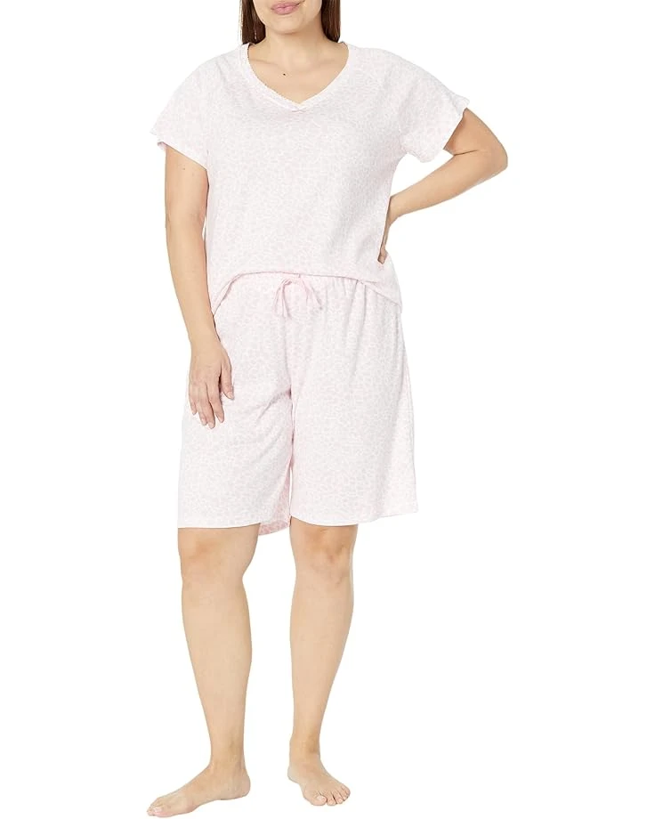 Karen Neuburger Plus Size Short Sleeve V-Neck Bermuda PJ Set 3 Karen Neuburger Plus Size Short Sleeve V-Neck Bermuda PJ Set
