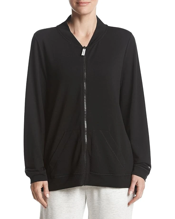 HUE Women's Solid French Terry Long Sleeve Zip Front Lounge Jacket 3 HUE Women's Solid French Terry Long Sleeve Zip Front Lounge Jacket