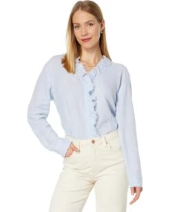 Dylan By True Grit Everly Ruffle Long Sleeve Organic Cotton Blouse