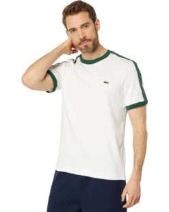Lacoste Cotton Regular-Fit T-Shirt With Contrast Ribbed Sleeve Details