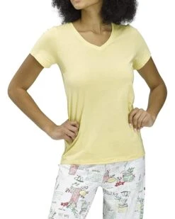 HUE Women's Short Sleeve V-Neck Sleep Tee