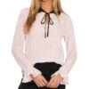 CeCe Long Sleeve Ruffle Cuff Collared Tie Blouse