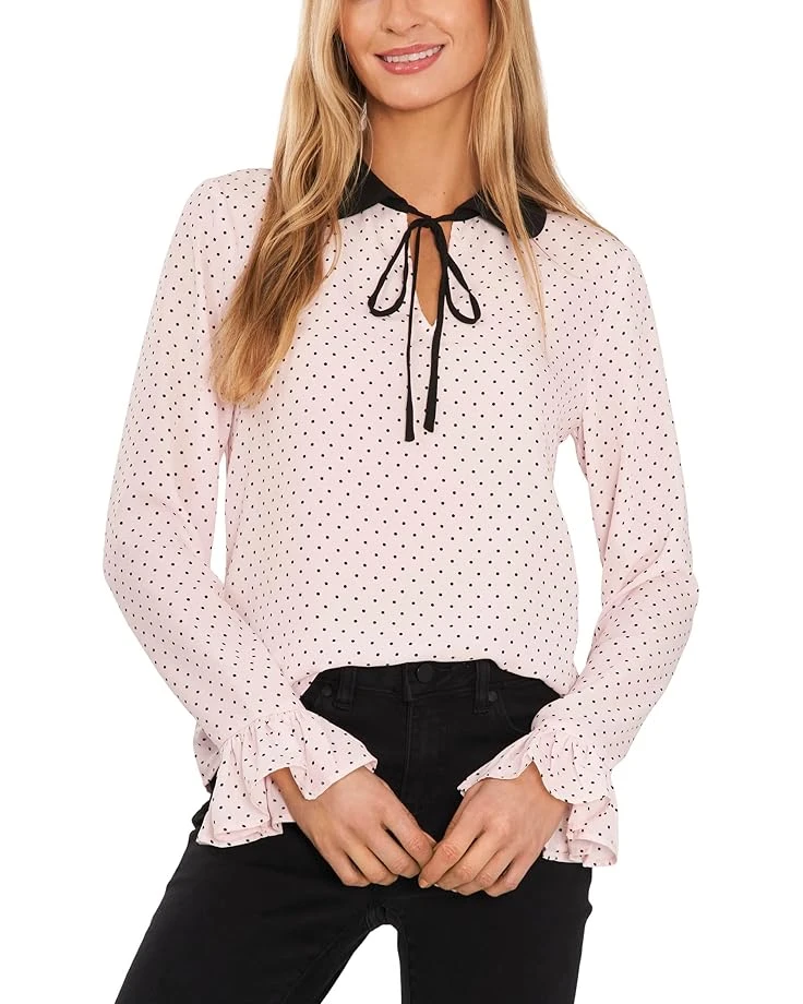 CeCe Long Sleeve Ruffle Cuff Collared Tie Blouse 3 CeCe Long Sleeve Ruffle Cuff Collared Tie Blouse