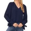 CeCe Long Sleeve V-Neck Tie Sleeve Blouse -Clothing Sale Shop 71DDGkO2VXL. AC SR736920