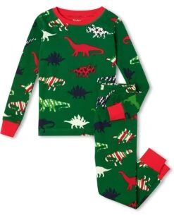 Hatley Kids Festive Dinos Organic Cotton PJ Set (Toddler/Little Kids/Big Kids)