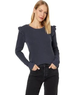 LAmade Fontaine Ruffled Shoulder Crew