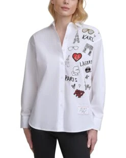 Karl Lagerfeld Paris White Shirt Scenic Logo