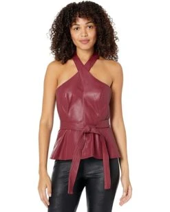 BCBGMAXAZRIA Stretch Faux Leather Halter