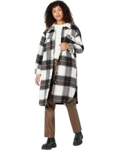 Miss Me Plaid Button-Down Oversized Coat