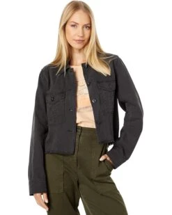 Lucky Brand Distressed Cropped Trucker Jacket