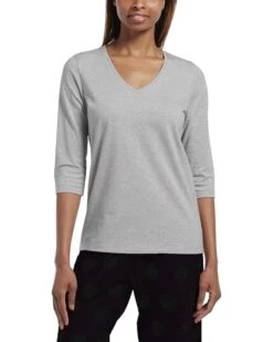 HUE 3/4 Sleeve V-Neck Sleep Tee