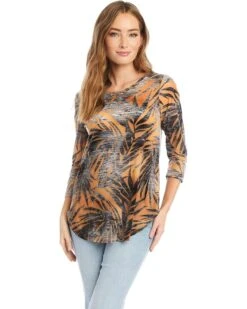 Karen Kane Tie-Dye Burnout Shirttail Top