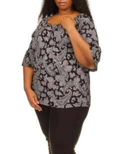 MICHAEL Michael Kors Plus Size Paisley Flare Sleeve Top