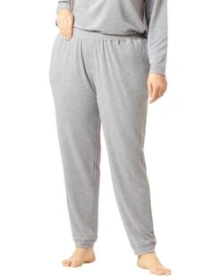 HUE Plus Size Solid Cuffed Lounge Pants With Pockets
