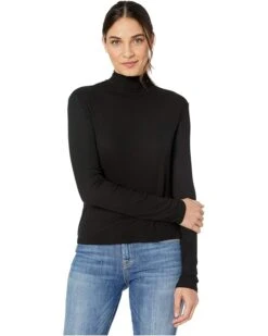 Splendid 2x1 Rib Eastsider Mock Neck Tee