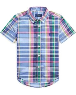 Polo Ralph Lauren Kids Geometric Poplin Short Sleeve Shirt (Toddler)