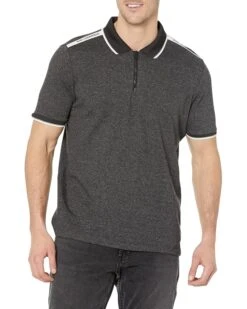 Karl Lagerfeld Paris Zip Placket Polo With Logo Tape On Shoulder